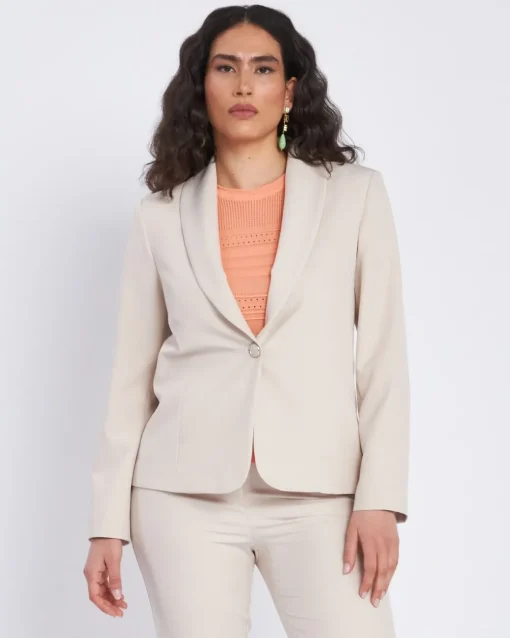 Giacca monopetto con fianchetti e collo sciallato BEIGE ROSE