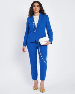 Giacca monopetto con fianchetti e collo sciallato ROYAL BLUE