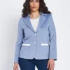 Giacca monopetto con tasche e contrasti DENIM