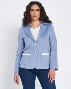 Giacca monopetto con tasche e contrasti DENIM