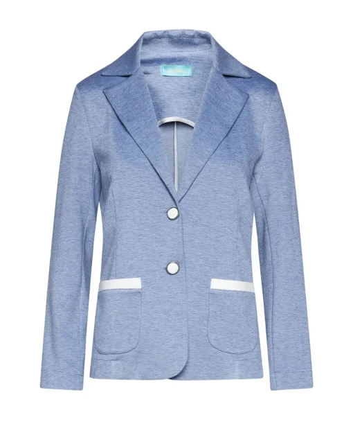 Giacca monopetto con tasche e contrasti DENIM