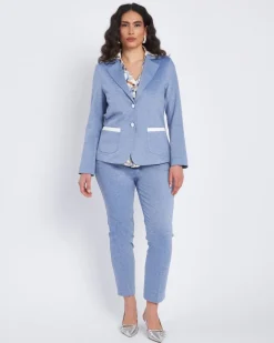 Giacca monopetto con tasche e contrasti DENIM