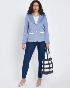 Giacca monopetto con tasche e contrasti DENIM