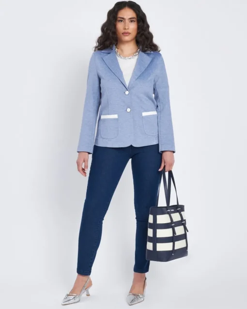 Giacca monopetto con tasche e contrasti DENIM