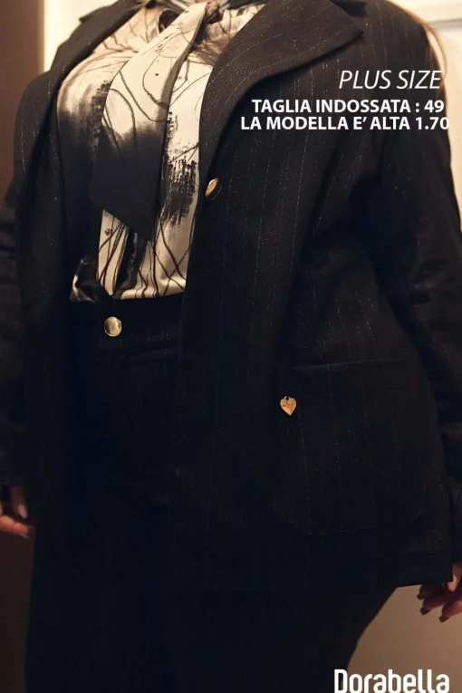Giacca monopetto in tessuto gessato lurex NERO-ORO
