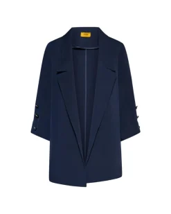 Giacca monopetto morbida in cady con dettaglio bottoni BLU