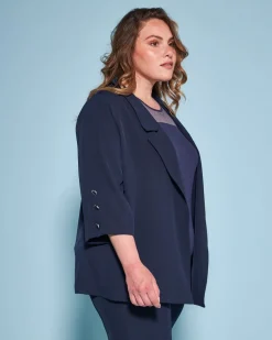 Giacca monopetto morbida in cady con dettaglio bottoni BLU