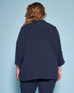 Giacca monopetto morbida in cady con dettaglio bottoni BLU
