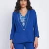 Giacca senza collo con baschina e piping BLU CHINA