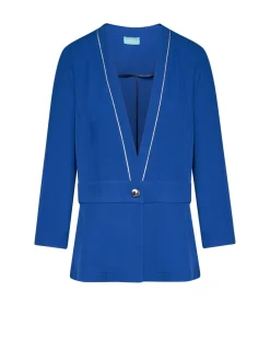 Giacca senza collo con baschina e piping BLU CHINA