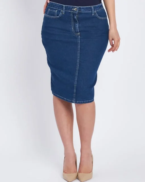 Gonna in denim con spacco posteriore DENIM