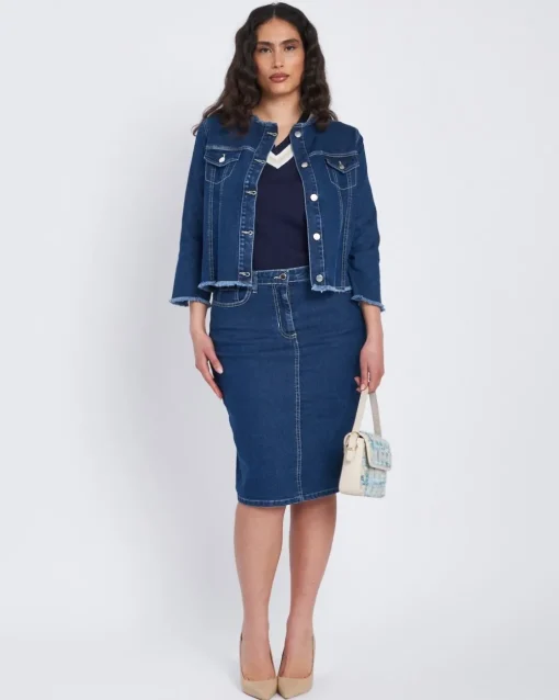 Gonna in denim con spacco posteriore DENIM