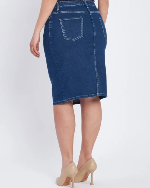 Gonna in denim con spacco posteriore DENIM