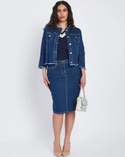 Gonna in denim con spacco posteriore DENIM