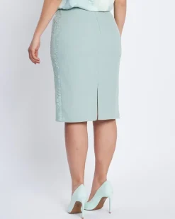 Gonna longuette con pizzo laterale ALOE