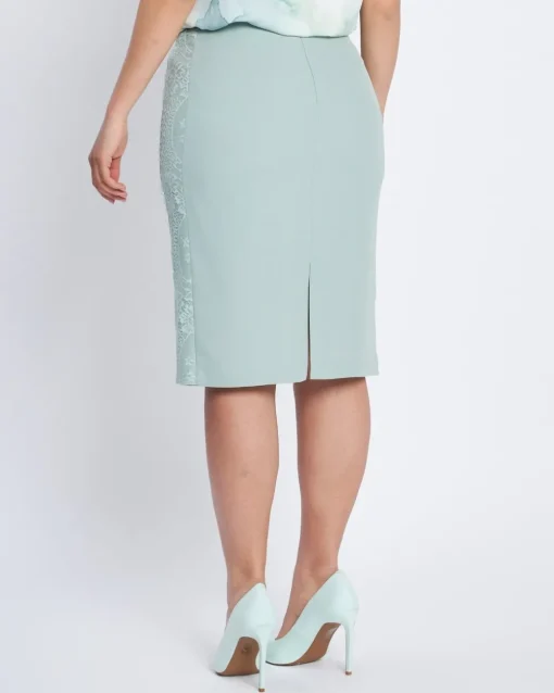 Gonna longuette con pizzo laterale ALOE