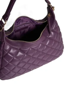 Hobo bag in ecopelle trapuntata PRUGNA