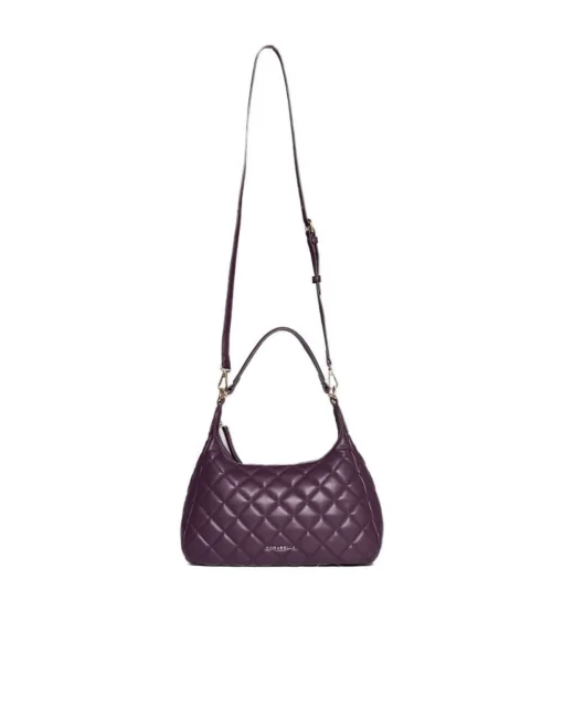Hobo bag in ecopelle trapuntata PRUGNA
