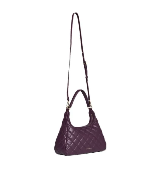 Hobo bag in ecopelle trapuntata PRUGNA