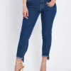 Jeans slim con orlo asimmetrico sfrangiato DENIM