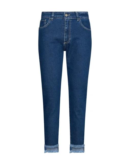 Jeans slim con orlo asimmetrico sfrangiato DENIM
