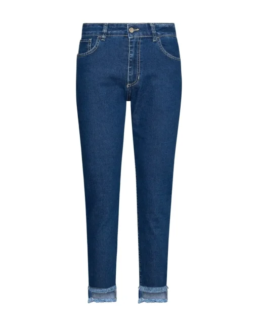 Jeans slim con orlo asimmetrico sfrangiato DENIM
