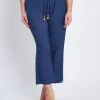 Jogger a palazzo in chambray con lacci BLU