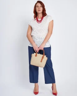 Jogger a palazzo in chambray con lacci BLU
