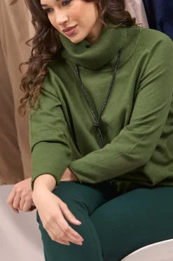 Maglia a manica raglan con collo alto MILITARE