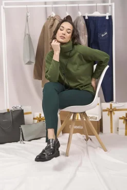 Maglia a manica raglan con collo alto MILITARE