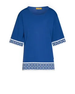 Maglia a mezze maniche con greca e strass BIANCO