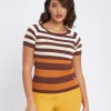 Maglia a righe con mezze maniche raglan CACAO