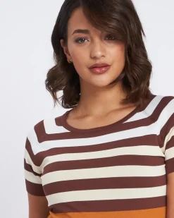 Maglia a righe con mezze maniche raglan CACAO