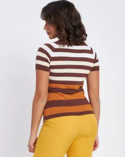 Maglia a righe con mezze maniche raglan CACAO