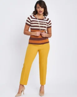 Maglia a righe con mezze maniche raglan CACAO