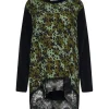 Maglia animalier con pizzo NERO-OLIVA