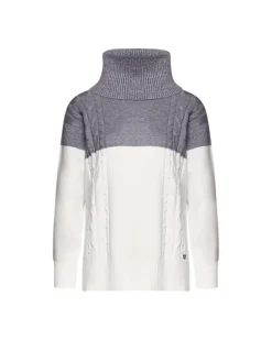 Maglia bicolor con trecce e collo removibile OFF WHITE