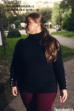 Maglia collo alto e dettaglio bottoni NERO