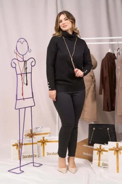 Maglia collo alto e dettaglio bottoni NERO