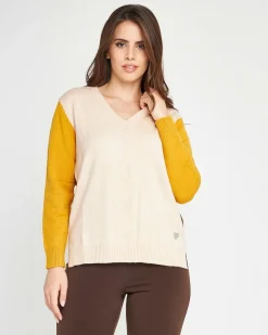 Maglia color block LIGHT BEIGE