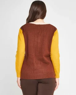 Maglia color block LIGHT BEIGE