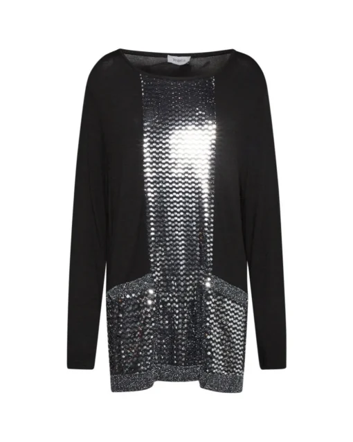 Maglia con inserti in lurex NERO-ARGENTO