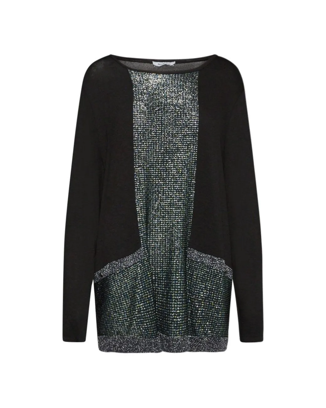 Maglia con inserti in lurex NERO-OTTANIO