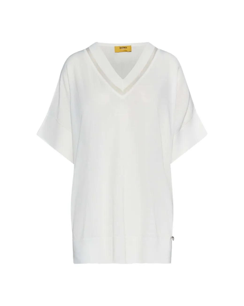 Maglia con manica kimono in filato di misto viscosa con inserto in tul