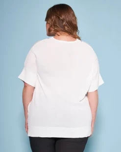 Maglia con manica kimono in filato di misto viscosa con inserto in tul