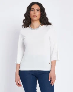 Maglia con scollo a barca e manica 3/4 BIANCO