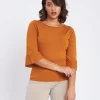 Maglia con scollo a barca e manica 3/4 CURCUMA
