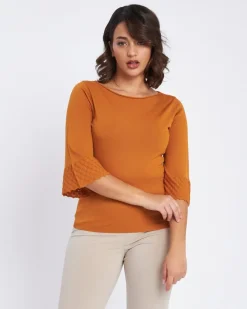 Maglia con scollo a barca e manica 3/4 CURCUMA