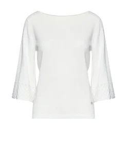 Maglia con scollo a barca e manica 3/4 BIANCO