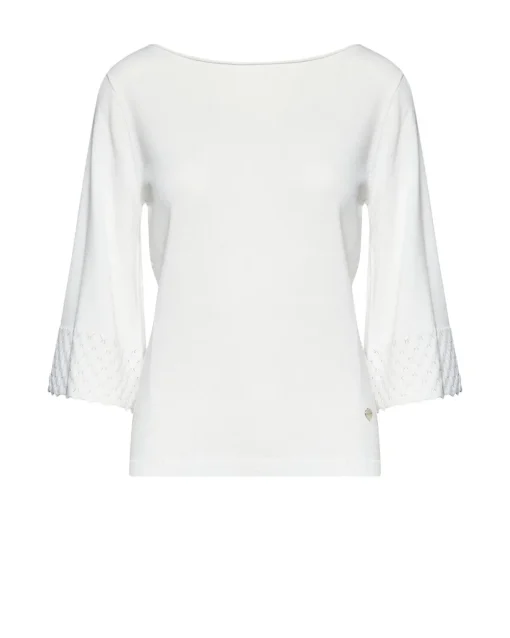 Maglia con scollo a barca e manica 3/4 BIANCO